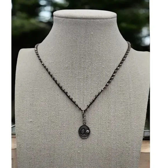 Silpada Silver Beaded Vintage Necklace and Charm CZ 925 Pendant Signed